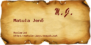 Matula Jenő névjegykártya